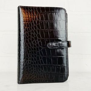 Authentic Coach Black Crocodile Embossed Leather P
